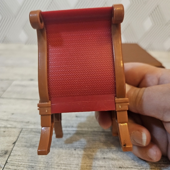 Fisher-Price Loving Family Dollhouse Brown Dining Room Table 1 Red Chair Set - Picture 4 of 7